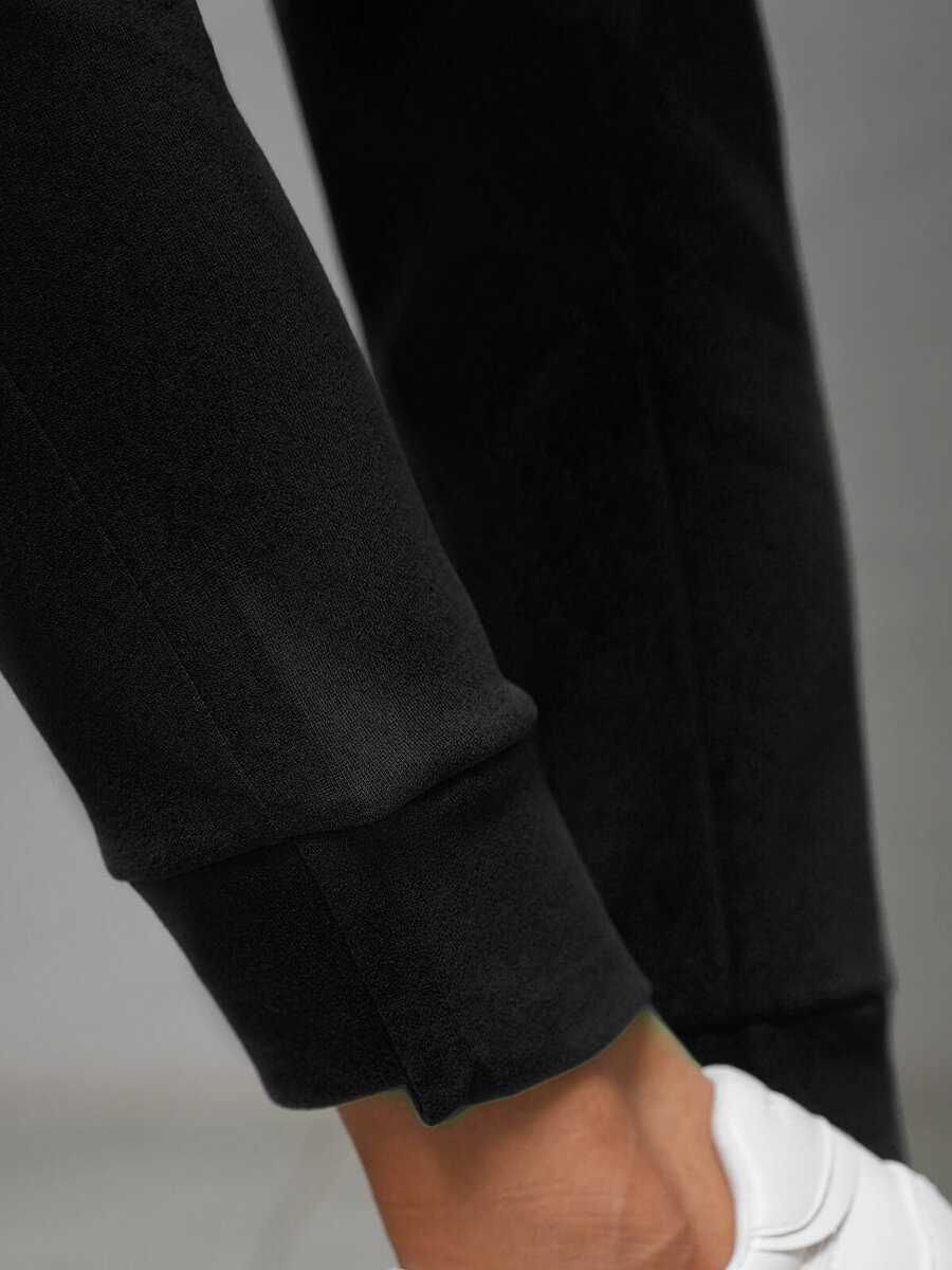 Spodnie Dresowe Damskie Bawełniane Z Kieszeniami Na Gumce czarne L/XL