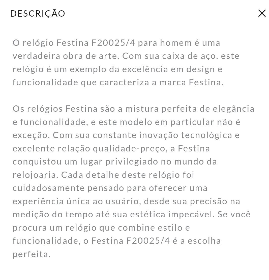 Relógio festina f20025/4 preto masculino