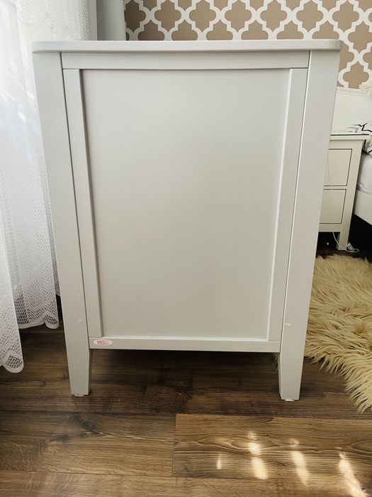 Łóżeczko drewniane solidne TROLL szare 60x120 + materac + ochraniacz