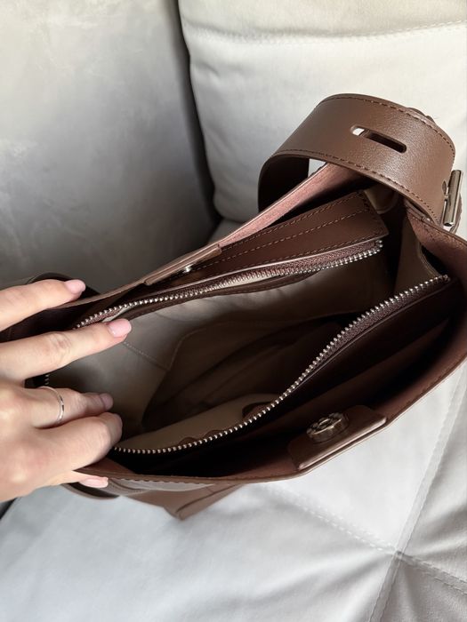 Розкішна шкіряна шоколадна сумка-шопер