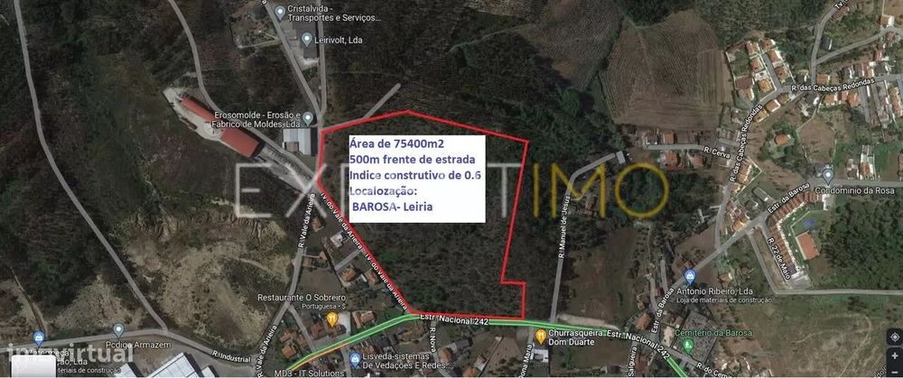 Terreno em Leiria com 75400 m2 para construção