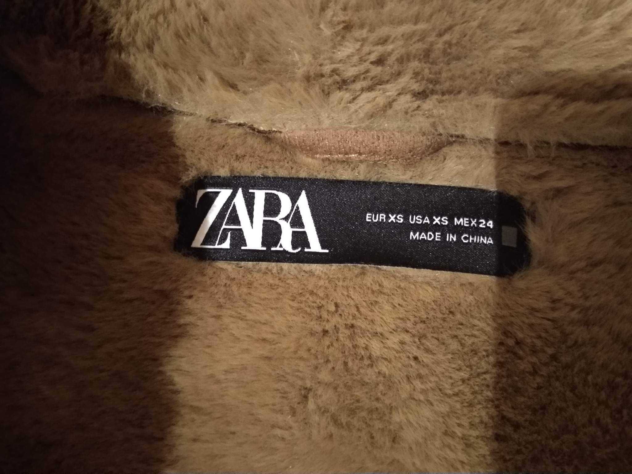 Dwuwarstwowa kurtka Zara XS zamsz krótka