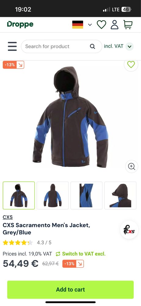 Чоловіча куртка CXS SACRAMENTO softshell, серо-синяя