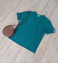 T-shirt damski bluzka zielony na krótki rękawek dekolt 54/7XL bawełna
