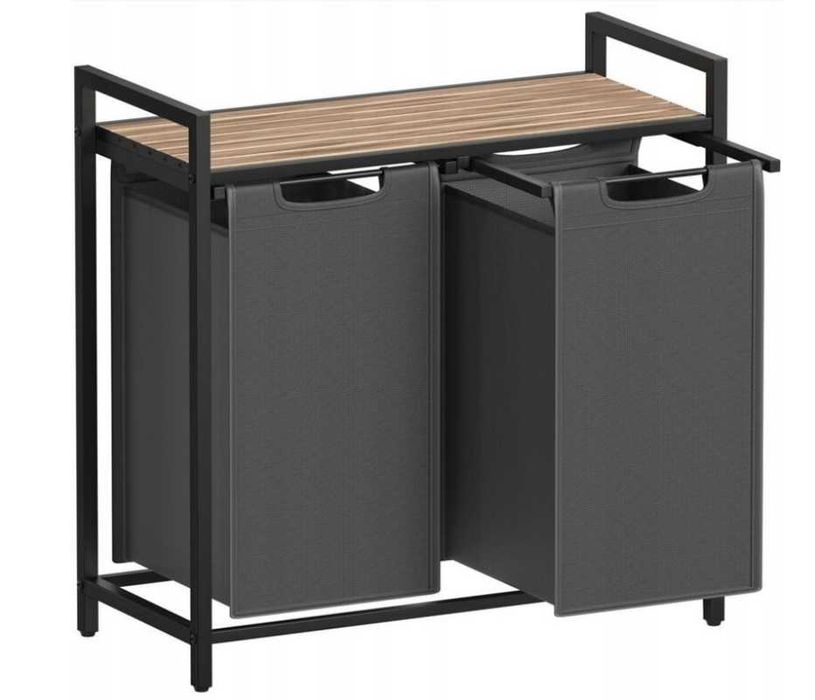 Kosz wolnostojący na pranie Songmics 92l brązowy, czarny