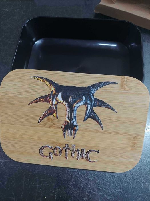 Pudełko śniadaniowe 850 m Gothic logo, bambusowe druk UV lunchbox