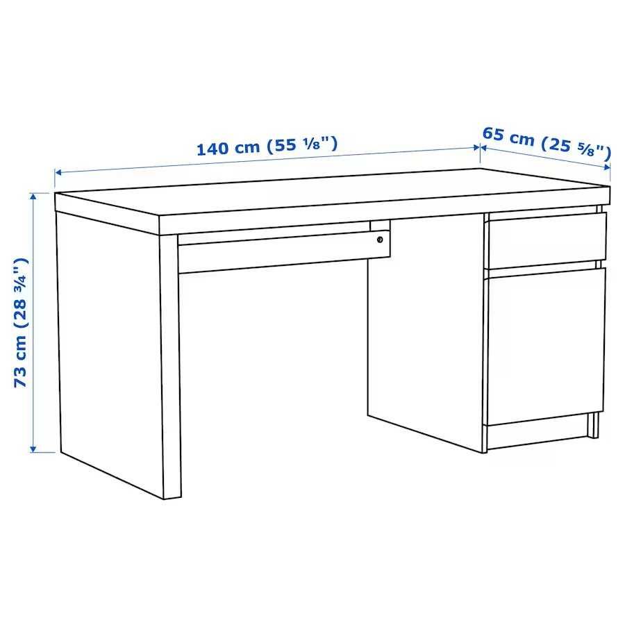 Biurko MALM, okleina dębowa bejcowana na biało, 140x65 cm IKEA