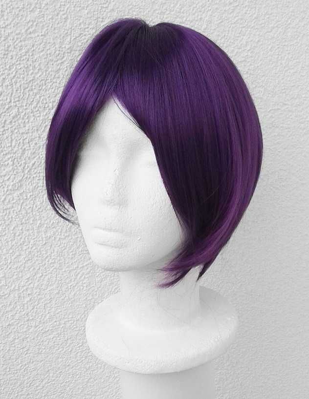 Krótka fioletowa peruka z grzywką bob cosplay wig fioletowy krótki