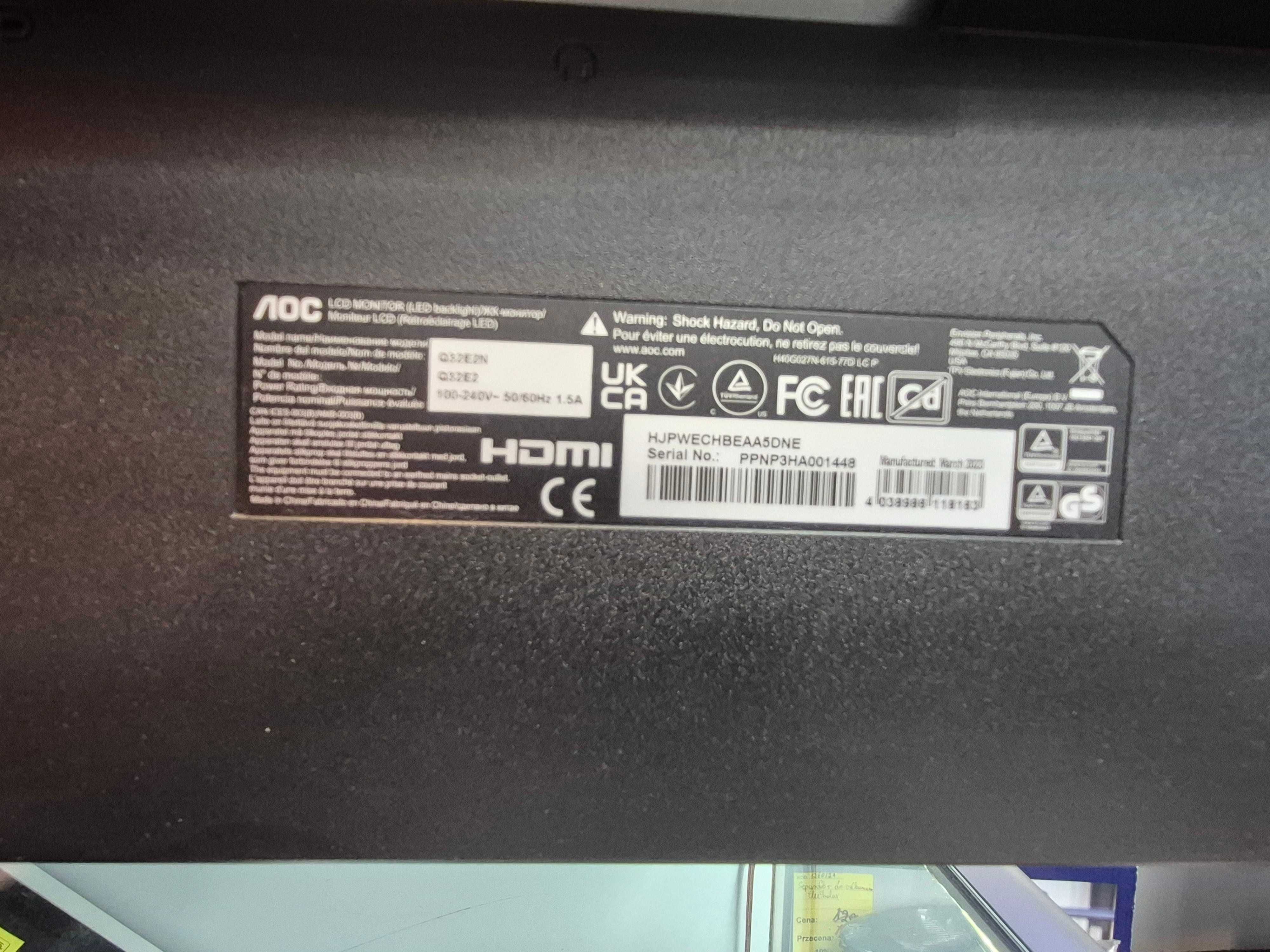 Monitor AOC Q32E2N 31,5" 75Hz 2560x1440px IPS ;Komis Jasło Igielna