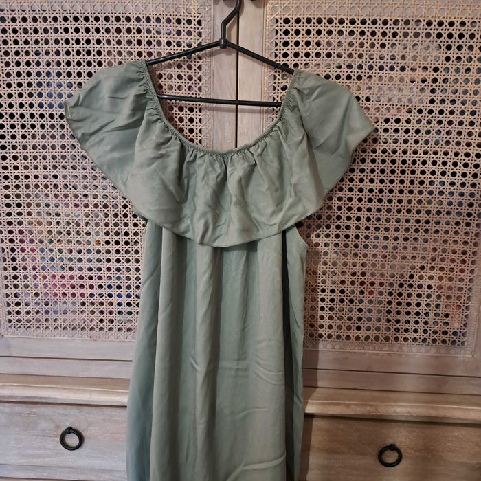 S M małe L piękna sukienka boho etno khaki luźna