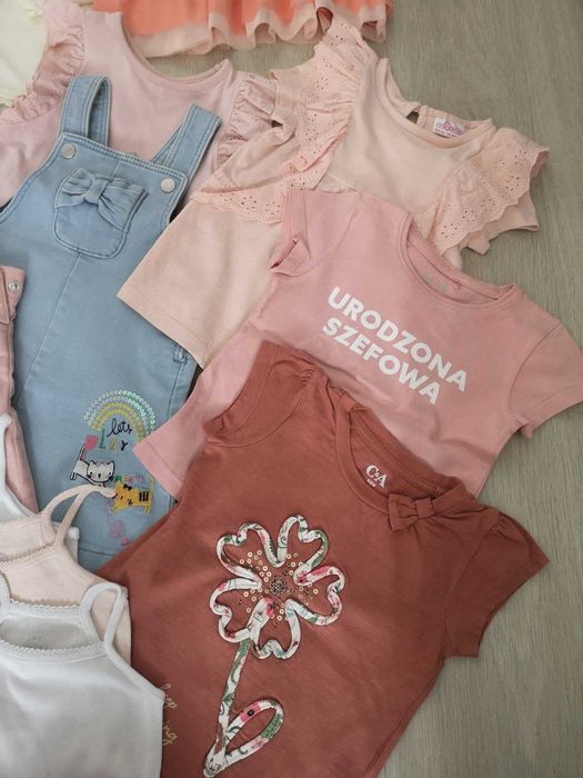 Paka 86-92 sukienki koszulki tshirt spódniczki tiul szefowa tatuś mówi