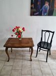 Antyk Stolik Ludwikowski Dąb Gięte Nogi Oak Louis XV Side Coffee Table