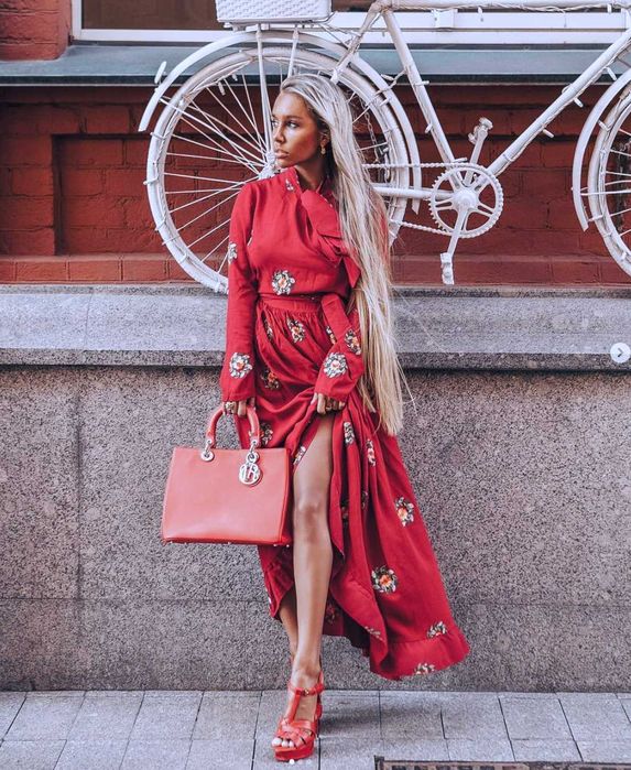 Сукня elle fortuna, червона сукня міді,сукня з вишивкою,красное платье