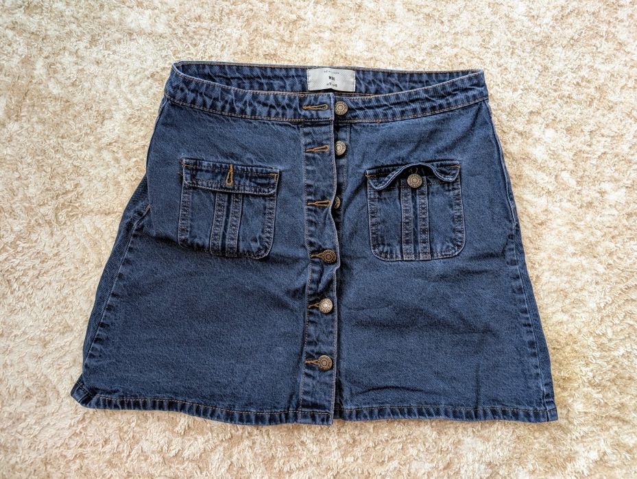 Spódnica mini New look m 38 l 40 na guziki wysokie stan