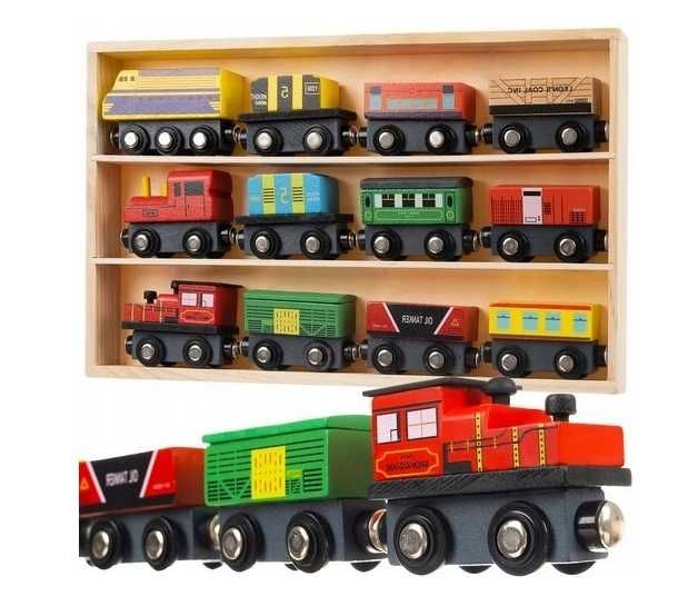 Дерев'яний потяг, дерев'яний поїзд, поїзда на магніті + вагони