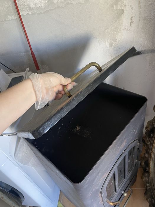 Salamandra antiga preta com pormenores em dourado