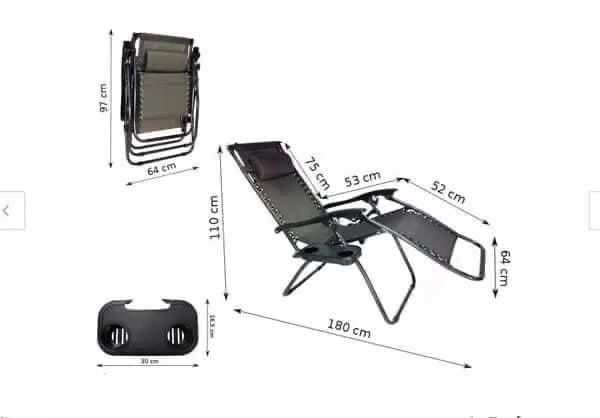 Крісло шезлонг Zero Gravity XXL до 120 кг