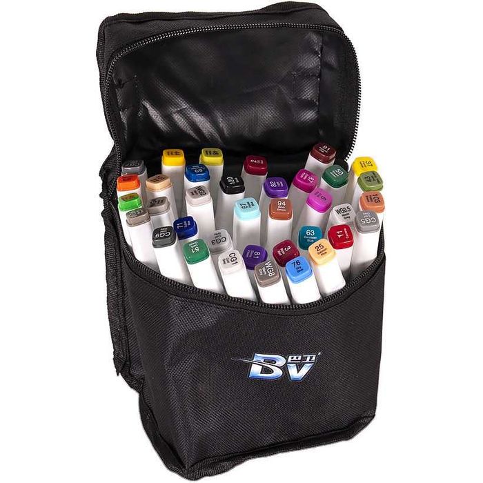 Набор двухсторонних маркеров цветов для рисования (круглый+скошен.)