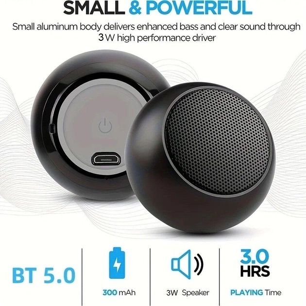 Портативна міні-колонка Bluetooth 5.0 TWS 3W об'ємний звук
