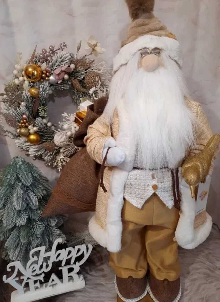 Новорічна фігурка Санта-Клаус з подарунками 75 см коричнева 10022