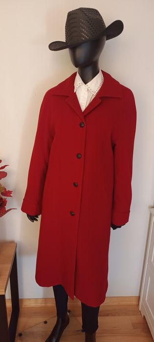 Płaszcz damski burgundowy bordowy rozmiar L 40 wełna 80 procent