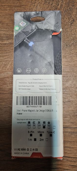 3in1 магнітний кабель для зарядки 1000mm Magnetic usb cable USB Ty
