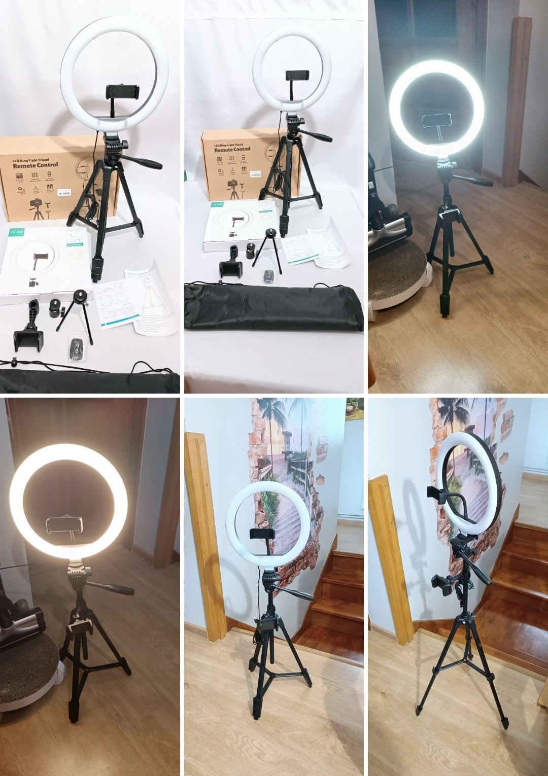 lampa pierścieniowa LED ze stojakiem i uchwytami doMakijażu transmisji