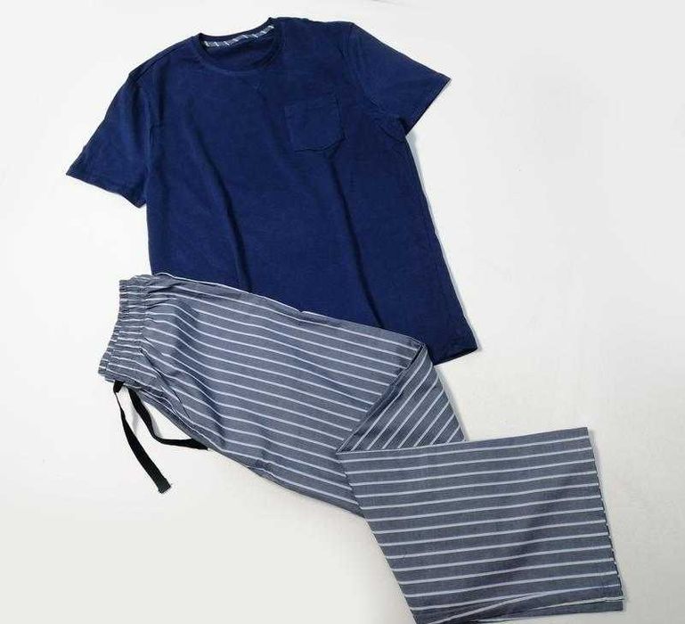 Новый мужской комплект пижама футболка и брюки хлопковая