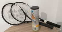 2 raquetes de tennis + caixa de bolas