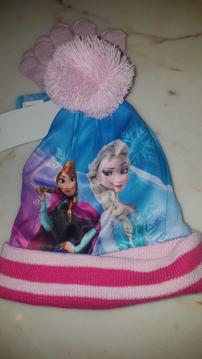 Conjunto de gorro e luvas da Frozen