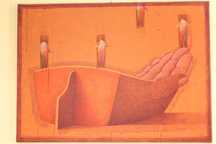 Grande Original Alfredo Luz Acrílico sobre Tela "Mão" Assinado 90cm