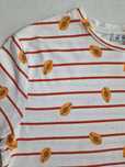 Bawełniany T-shirt bluzka damska w paski i papaje. Pull& Bear.  XS 34