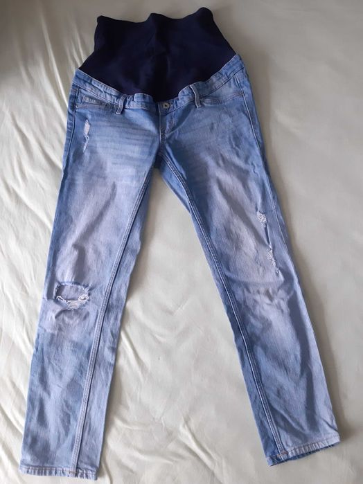 36 spodnie ciążowe jasne dżinsy jeansy H&M mama