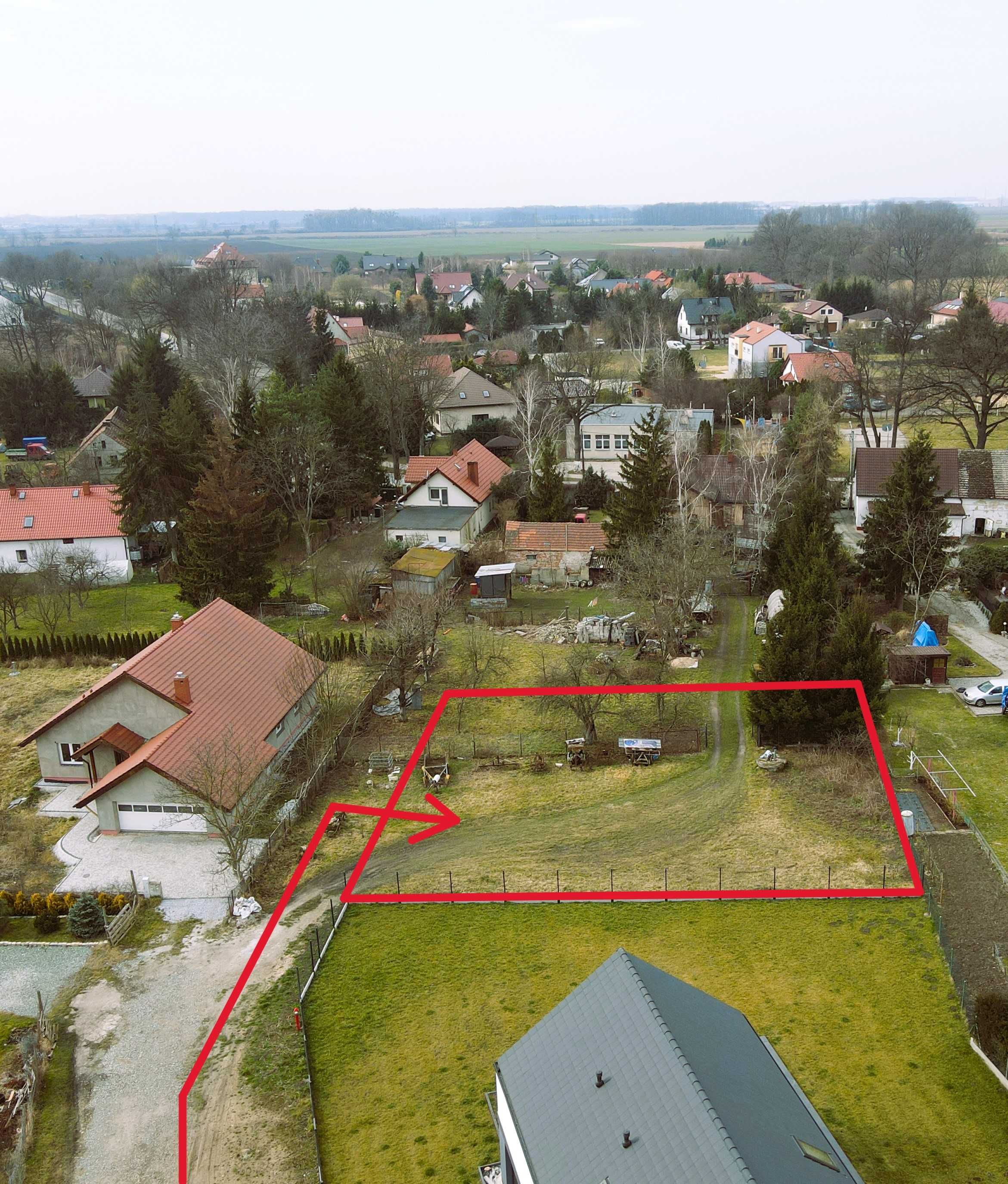 Działka budowlana w Galowicach koło Żórawiny 8 ar.