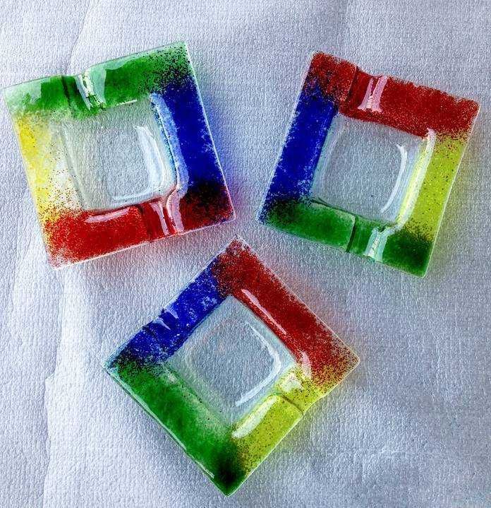 Świecznik, popielniczka wykonane metodą fusingu, recykling, handemade