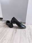 Czarne lordsy damskie buty damskie wsuwane lakierowane płaskie 40