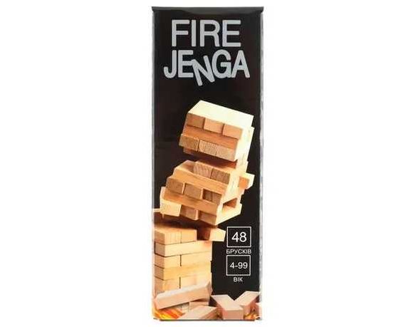 Гра настільна дерев'яна Strateg Fire Jenga 48 елементів