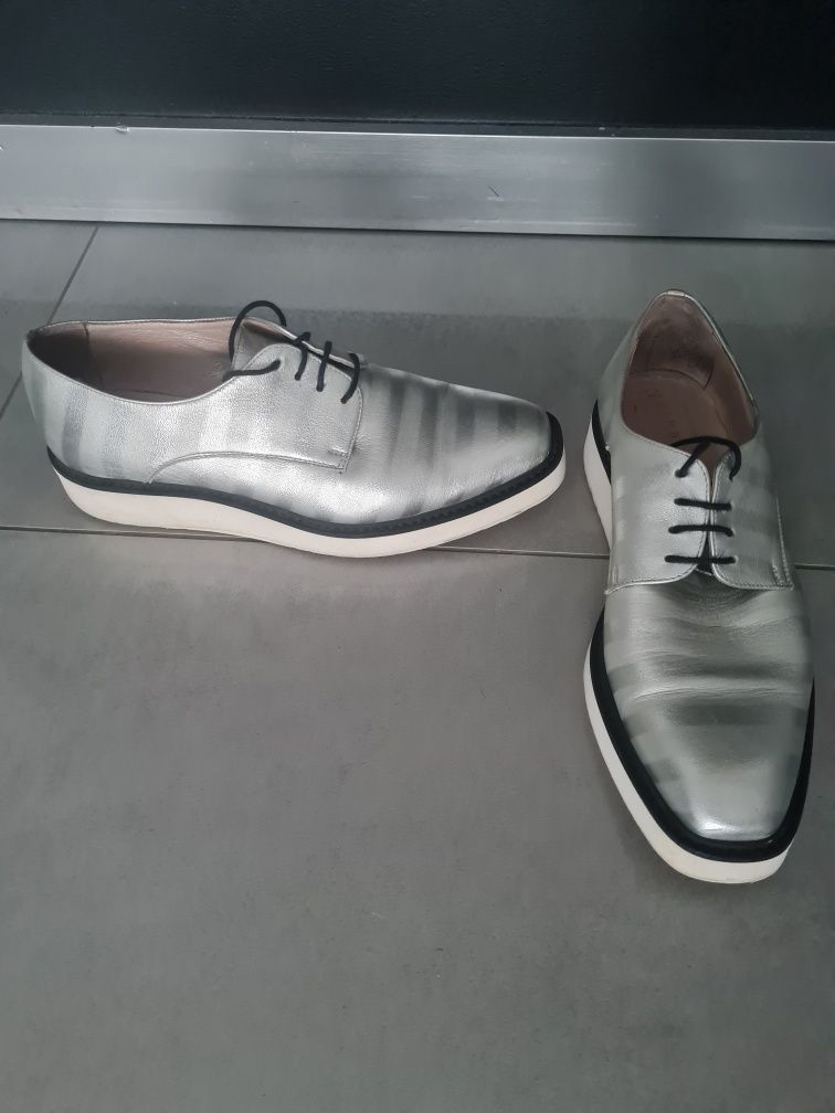 Srebrne buty mokasyny eleganckie Simple r.39