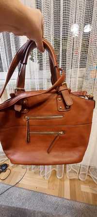 Torba shopper camel na zamek