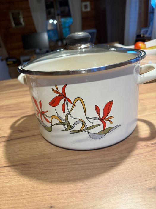 Garnek emaliowany z pokrywą  Silesia - ok. 6 l.