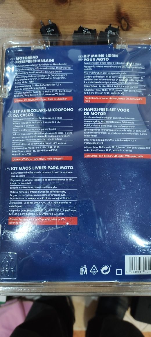 Kit mãos livres para moto