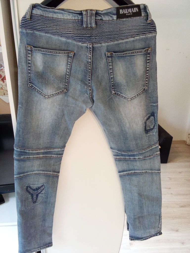 Oryginalne jeans balmain biker slim łęgit vestiaire collective