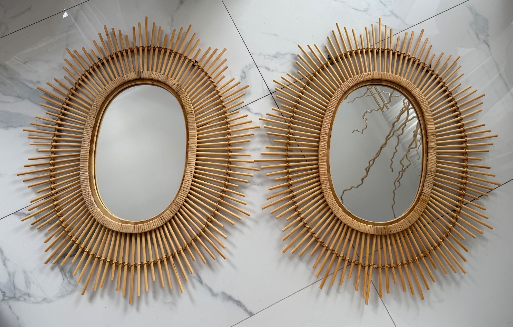 LustraXXL, 90/80 cm , boho, bali , rattan, drewno,  okrągłe