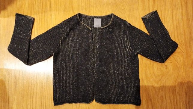 Sweter ZARA,128,ciemny granat i złoto