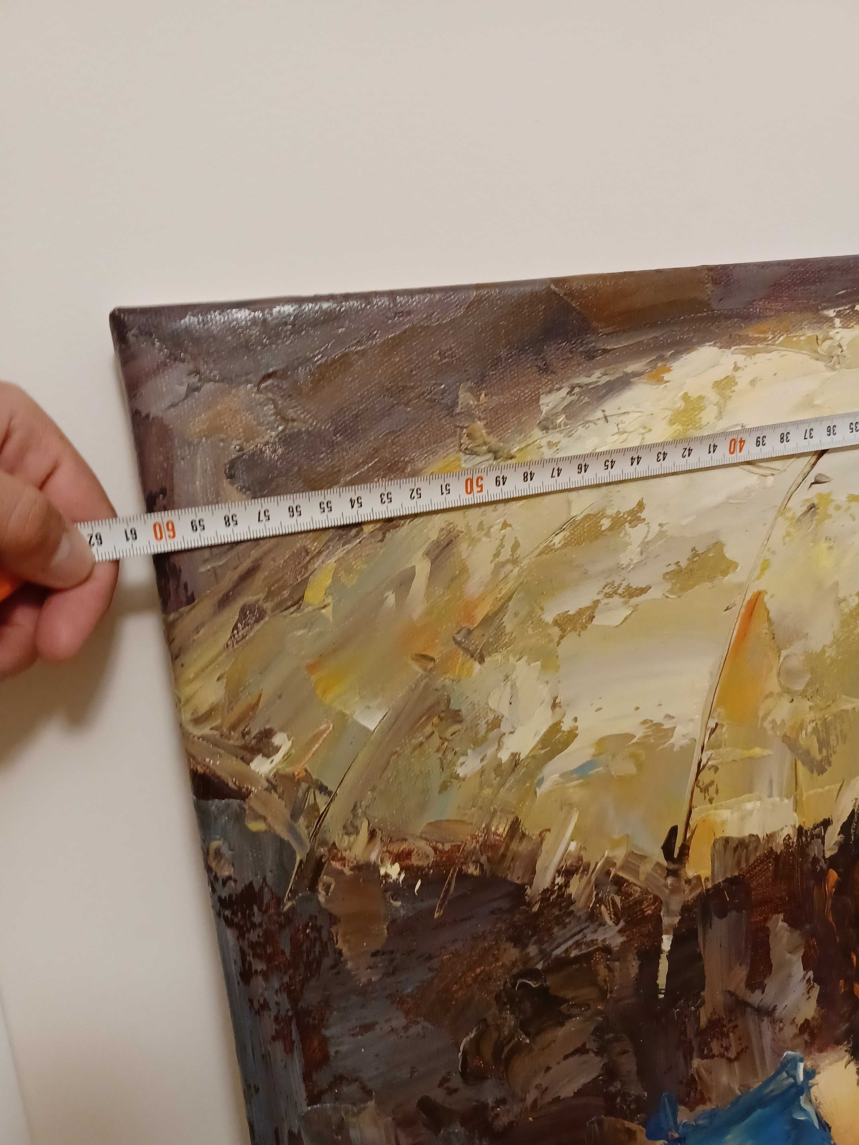 Duży obraz na płótnie dziewczyna recznie malowany szpachelka 90x60