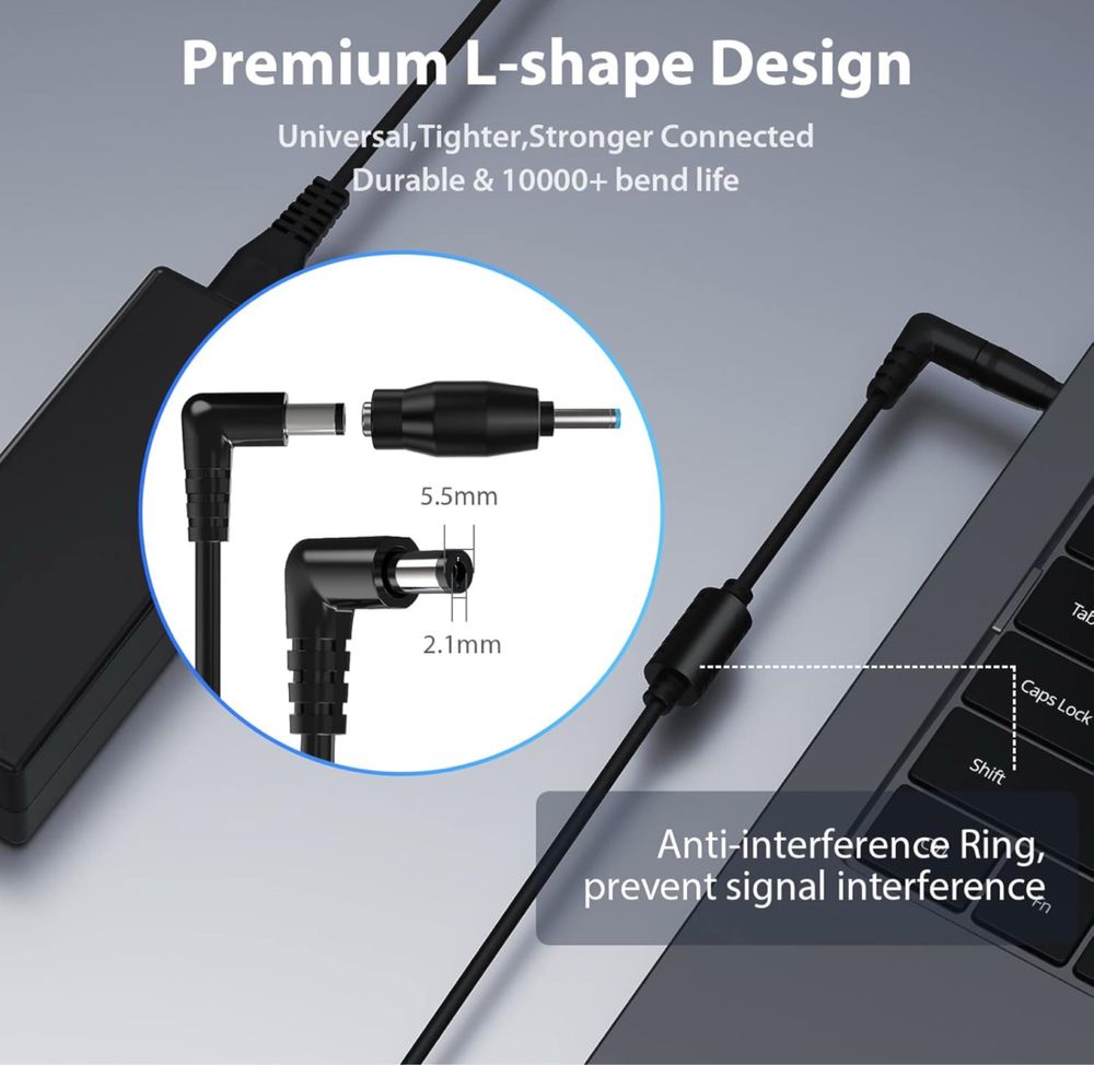 SUNYDEAL zasilacz do laptopa 90W 18,5-20V z USB i kablem