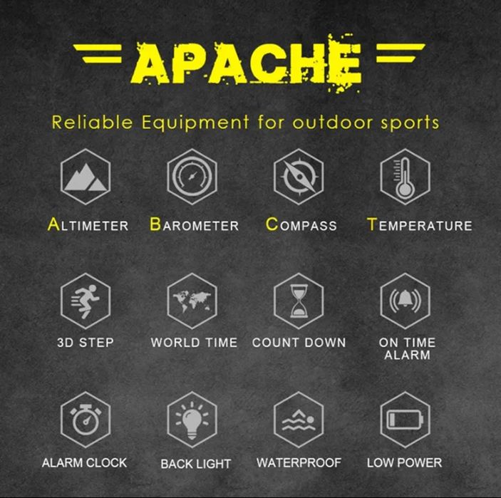 Тактические часы с компасом North Edge Apache 5BAR (японский механизм)