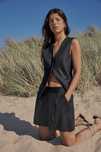 Льняний костюм Zara чорний/білий