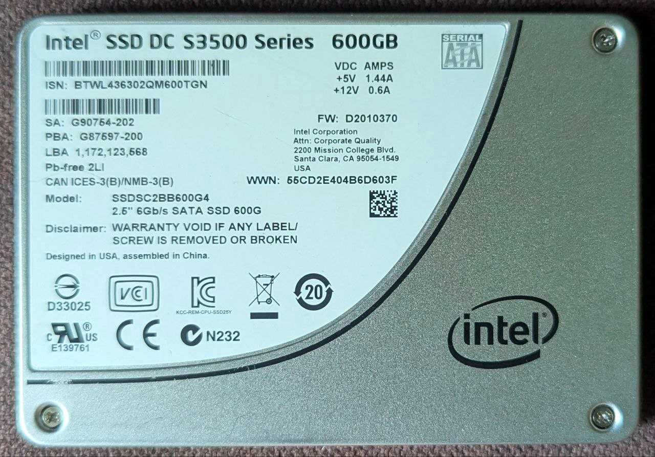 INTEL DC S3520/3710 800gb 3D MLC Enterprise стан нового +інші !!!