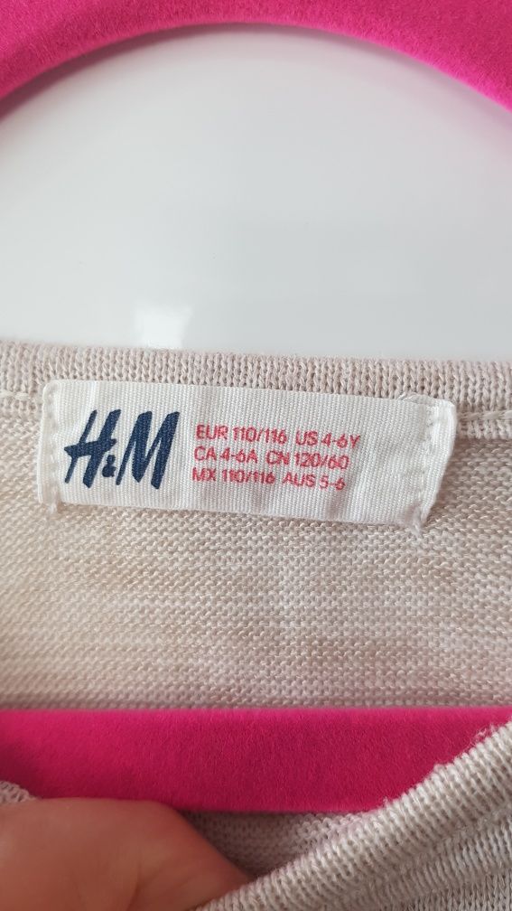 H&M bluzka sweterek z napisem r.110-116